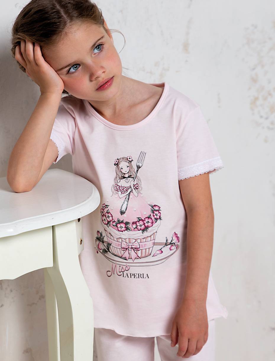 La Perla pink cotton pyjamas with print 